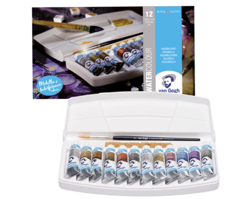 Акварельні фарби Royal Talens Van Gogh Specialty 12 кольорів у тубах 10 мл, пензлик (8712079422844)