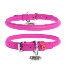 Нашийник для тварин WAUDOG Glamour з QR паспортом, круглий, XS d8 мм Д 20-25 см рожевий (22407)