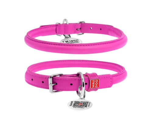 Нашийник для тварин WAUDOG Glamour з QR паспортом, круглий, XS d8 мм Д 20-25 см рожевий (22407)