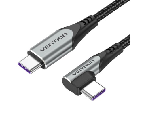 Дата кабель USB-C to USB-C 0.5m USB2.0 60W (20V/3A) angle 90° Gray Aluminum Alloy Vention (TRAHD)