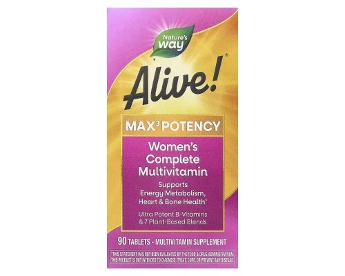 Мультивітамін Nature's Way Мультивітаміни для жінок, Alive! Max3 Potency, Women's Complete Multivitamin (NWY-15543)