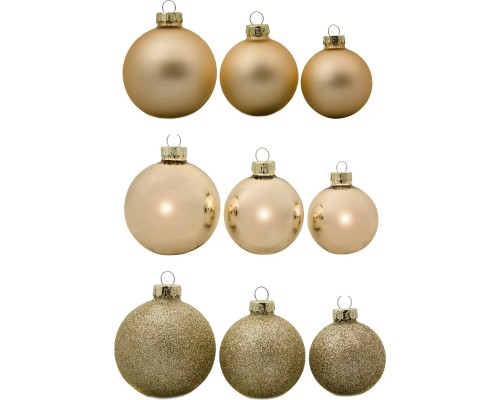 Ялинкова іграшка House Of Seasons Скляні кульки 42 шт D7 см D6 см D5 см Шампань (8720362102908)
