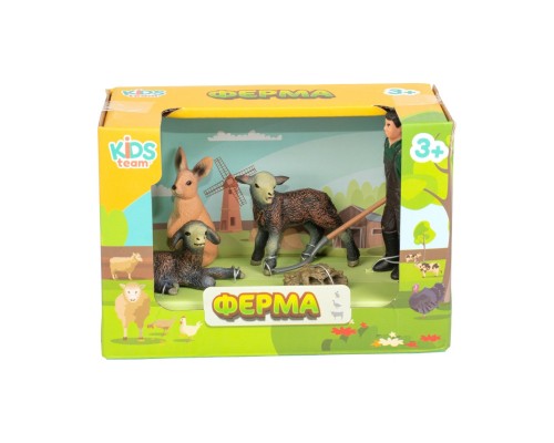 Фігурка Kids Team набір Ферма фермер, кролик, два ягнятка (Q9899-T7_2)