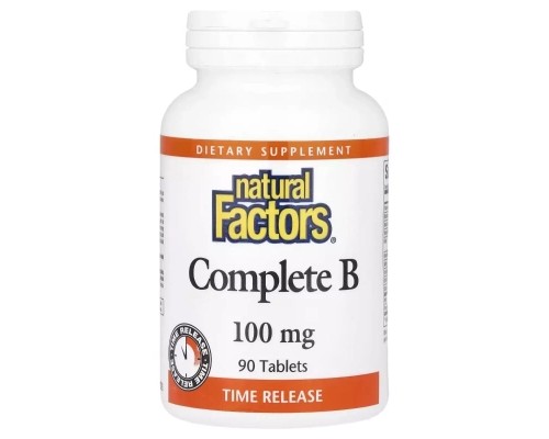 Вітамін Natural Factors Комплекс вітамінів групи B, 100 мг, Complete B, 90 таблеток (NFS-01141) Вітамін Natural Factors Комплекс вітамінів групи B, 100 мг, Complete B, 90 таблеток (NFS-01141)
