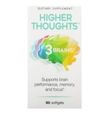 Вітамінно-мінеральний комплекс Natural Factors Підтримка роботи мозку, 3 Brains, Higher Thoughts, 30 гелевих капсу (NFS-03050)