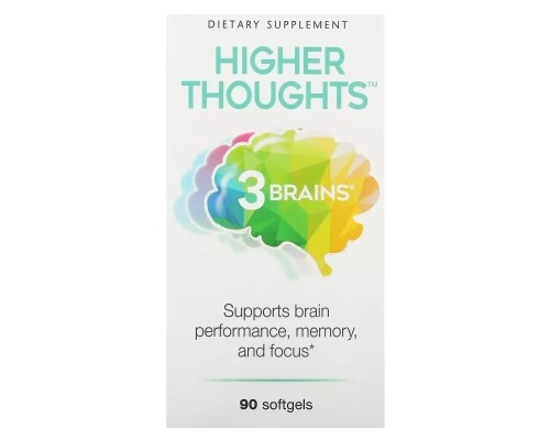 Вітамінно-мінеральний комплекс Natural Factors Підтримка роботи мозку, 3 Brains, Higher Thoughts, 30 гелевих капсу (NFS-03050)