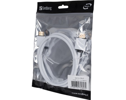 Кабель мультимедійний HDMI to HDMI 1.0m 2.0 white Sandberg (308-97)