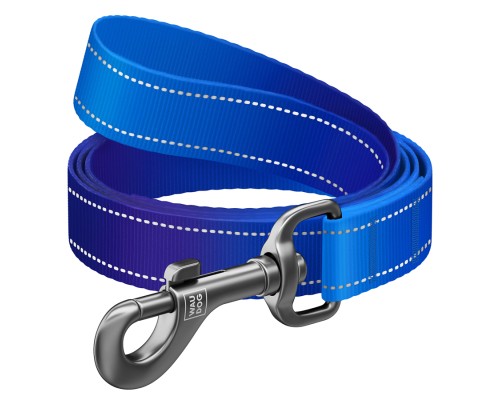 Повідок для собак WAUDOG Nylon Mono світловідбивний, S, Ш 15 мм, Д 200 см, синій (463512)