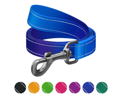 Повідок для собак WAUDOG Nylon Mono світловідбивний, S, Ш 15 мм, Д 200 см, синій (463512)