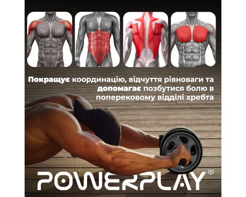 Ролик для преса PowerPlay Exercise Wheel Сірий (PP_4345)