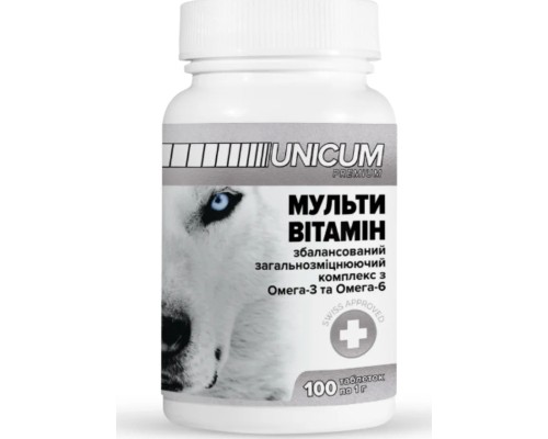 Вітаміни для собак Unicum PREMIUM мультивітамін 100 табл. (4820150201869)