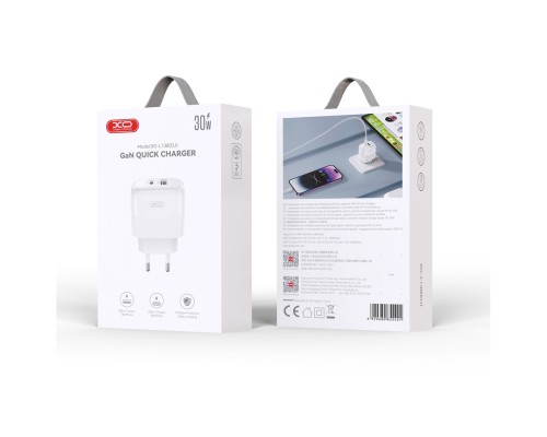 Зарядний пристрій XO L138 48W USB-C PD30W + USB-A QC18W White (L138_White)