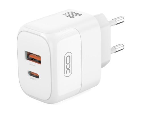 Зарядний пристрій XO L138 48W USB-C PD30W + USB-A QC18W White (L138_White)