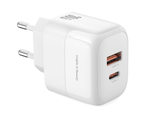 Зарядний пристрій XO L138 48W USB-C PD30W + USB-A QC18W White (L138_White)