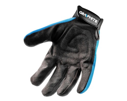 Захисні рукавиці Graphite синтетична шкіра, фіксація зап'ястя, р.10/, чорно-блакитні (97G100)
