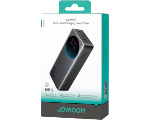 Батарея універсальна JOYROOM 30000mAh 65W PD, QC/3.0, USB-A, 2xUSB-C In/Out, Black (JR-PBF05)