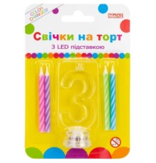 Свічка Maxi 4 шт. на торт з LED підставкою 