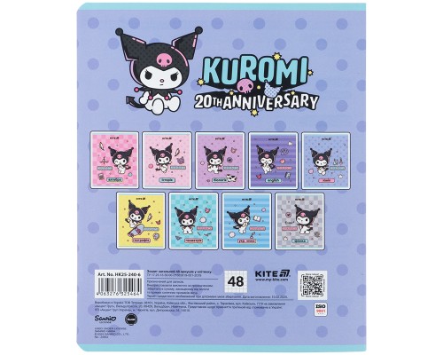 Зошит Kite предметний Kuromi 48 аркуші, клітинка, хімія (HK25-240-6)