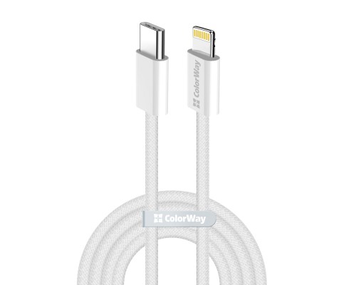 Дата кабель USB-C to Lightning 2.0m PD 27W braided gray ColorWay (CW-CBPDCL068-GR)