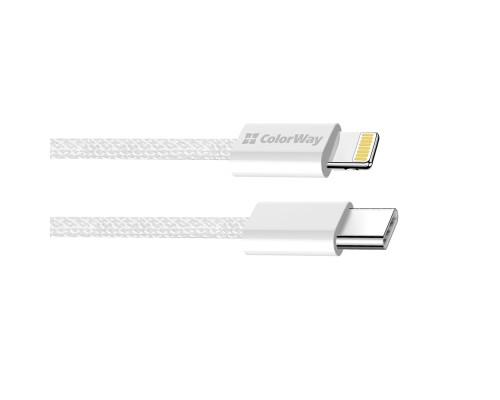 Дата кабель USB-C to Lightning 2.0m PD 27W braided gray ColorWay (CW-CBPDCL068-GR)