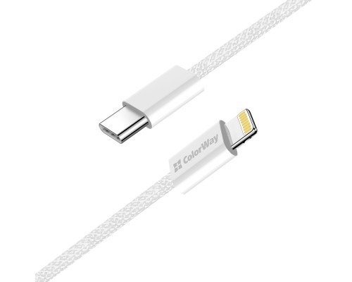 Дата кабель USB-C to Lightning 2.0m PD 27W braided gray ColorWay (CW-CBPDCL068-GR)