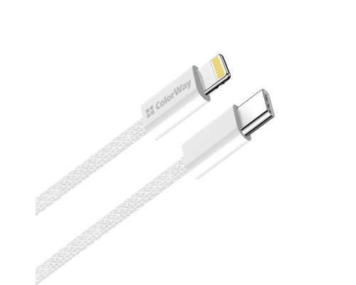 Дата кабель USB-C to Lightning 2.0m PD 27W braided gray ColorWay (CW-CBPDCL068-GR)
