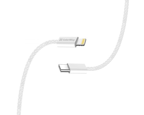 Дата кабель USB-C to Lightning 2.0m PD 27W braided gray ColorWay (CW-CBPDCL068-GR)