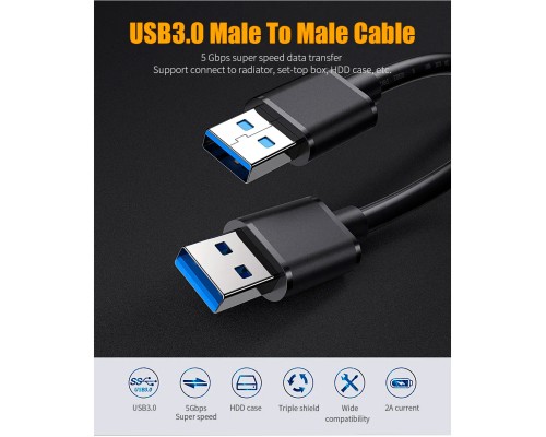 Дата кабель USB 3.0 AM/AM 2.0m 5Gbps black Essager (EXCAA-YTD01)