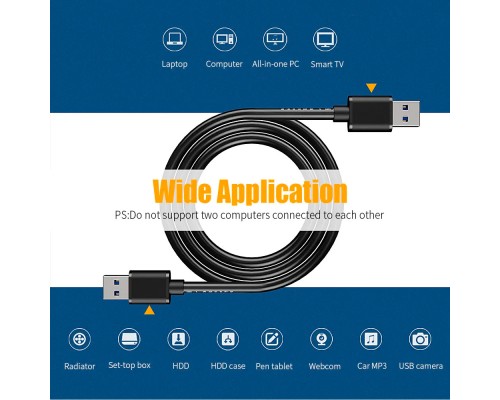 Дата кабель USB 3.0 AM/AM 2.0m 5Gbps black Essager (EXCAA-YTD01)