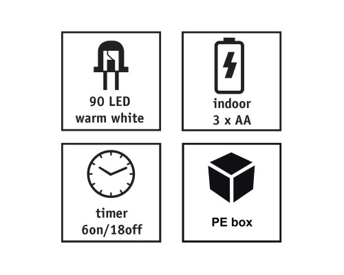 Гірлянда Luca Lighting струна, 1,74 м, теплий білий, 90 LED, таймер (8718861853278)