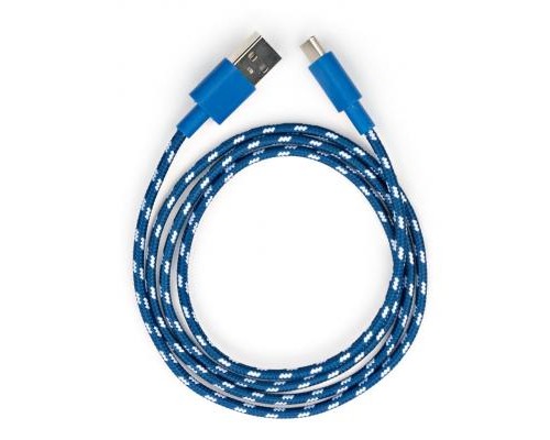 Дата кабель USB 2.0 AM to Type-C 2color nylon 1m blue Vinga (VCPDCTCNB31B)