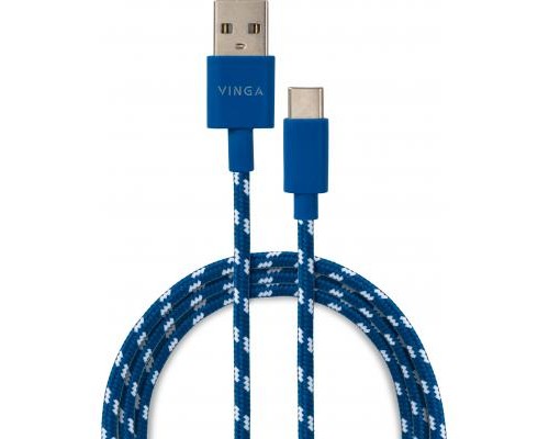 Дата кабель USB 2.0 AM to Type-C 2color nylon 1m blue Vinga (VCPDCTCNB31B)