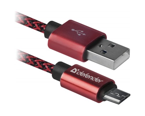 Дата кабель USB 2.0 AM to Micro 5P 1.0m USB08-03T red Defender (87801)