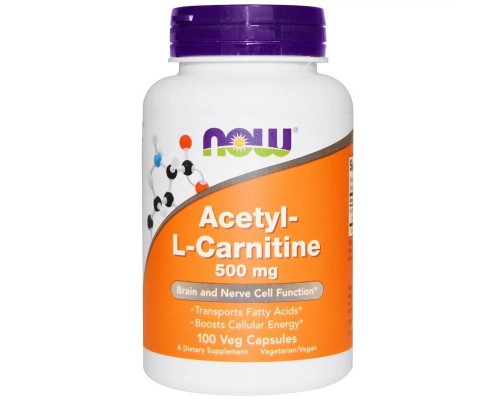 Амінокислота Now Foods Ацетил-L Карнитин, Acetyl-L Carnitine, 500 мг, 100 капсул (NF0076) 