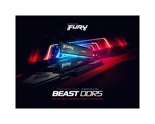 Модуль пам'яті для комп'ютера DDR5 32GB (2x16GB) 6000 MHz Beast Black Kingston Fury (ex.HyperX) (KF560C40BBK2-32)