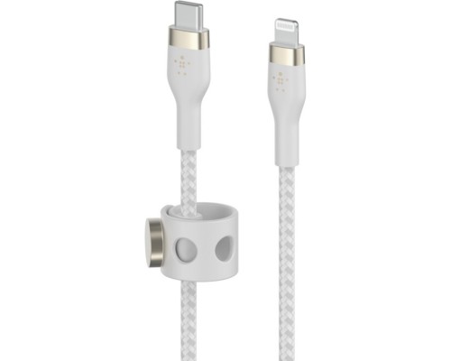 Дата кабель USB-С to Lightning 1.0m BRAIDED SILICONE white Belkin (CAA011BT1MWH)