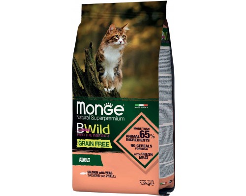 Сухий корм для кішок Monge Cat Bwild GR.FREE зі смаком лосося 1.5 кг (8009470012072)