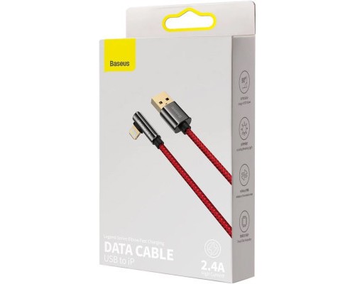 Дата кабель USB 2.0 AM to Lightning 2.0m CACS 2.4A 90 Legend Series Elbow Red Baseus (CACS000109)