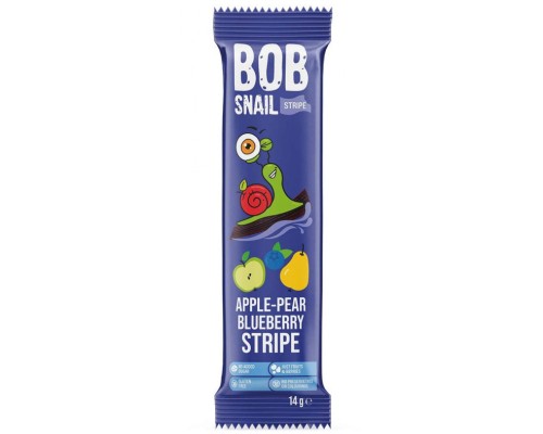 Цукерка Bob Snail Равлик Боб Яблуко Груша Чорниця, страйп, 14 г (4820206080745)