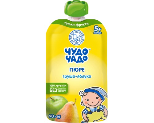 Дитяче пюре Чудо-Чадо груша-яблуко без цукру 90 г (4820016253612)