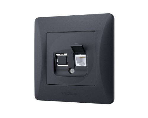 Комп'ютерна розетка Videx BINERA CAT6 одинарна черн (VF-BNSK1PC6-BG)