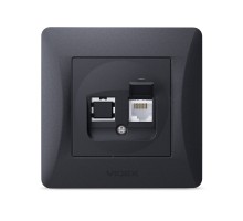 Комп'ютерна розетка Videx BINERA CAT6 одинарна черн (VF-BNSK1PC6-BG)