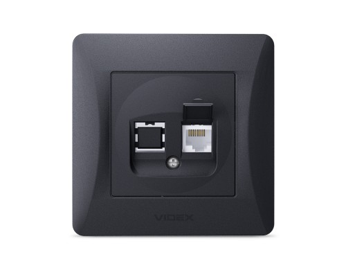 Комп'ютерна розетка Videx BINERA CAT6 одинарна черн (VF-BNSK1PC6-BG)