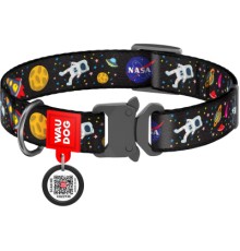 Нашийник для тварин WAUDOG Nylon з QR паспортом NASA металічна пряжка-фастекс L (5121)