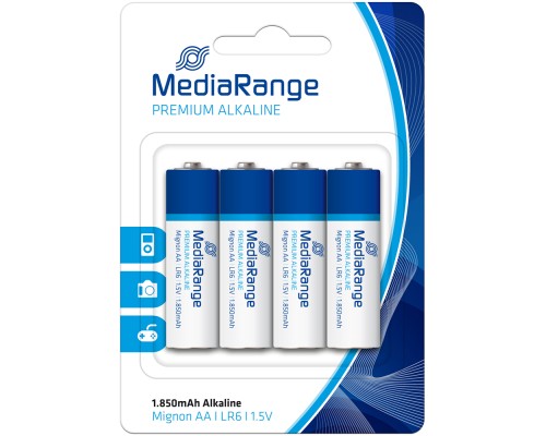 Батарейка Mediarange AA LR6 1.5V Premium Alkaline Batteries, Mignon, Pack 4 (MRBAT104) Батарейка Mediarange AA LR6 1.5V Premium Alkaline Batteries, Mignon, Pack 4 (MRBAT104)