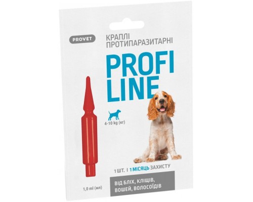 Краплі для тварин ProVET Profiline інсектоакарицид для собак 4-10 кг 1/1 мл (4823082431083)