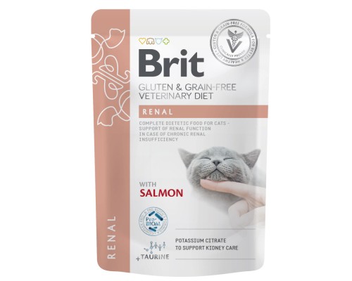 Вологий корм для кішок Brit GF VetDiets Renal з лососем 85 г (8595602566709) Вологий корм для кішок Brit GF VetDiets Renal з лососем 85 г (8595602566709)