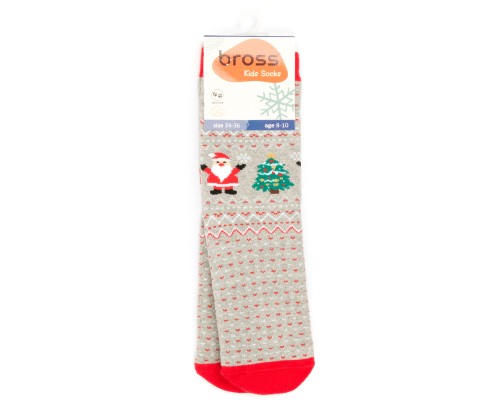 Шкарпетки дитячі Bross новорічні махрові (10436-8-10-gray)