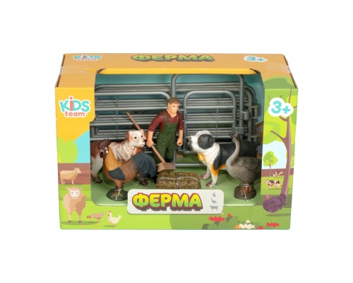 Фігурка Kids Team набір Ферма фермер, півень, гуска, дві собаки (Q9899-X14_1)