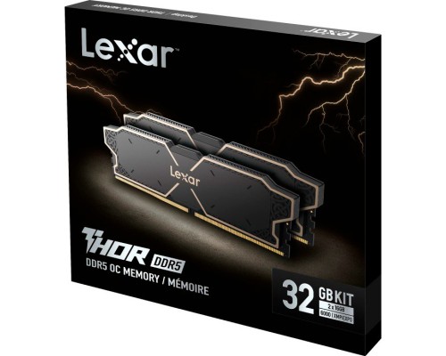Модуль пам'яті для комп'ютера DDR5 32GB (2x16GB) 6000 MHz Thor Black Lexar (LD5U16G60C38LG-RGD)
